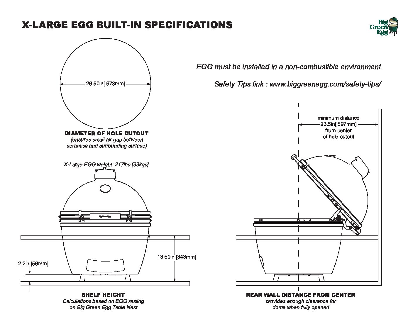 Big green egg xl clearance dimensions