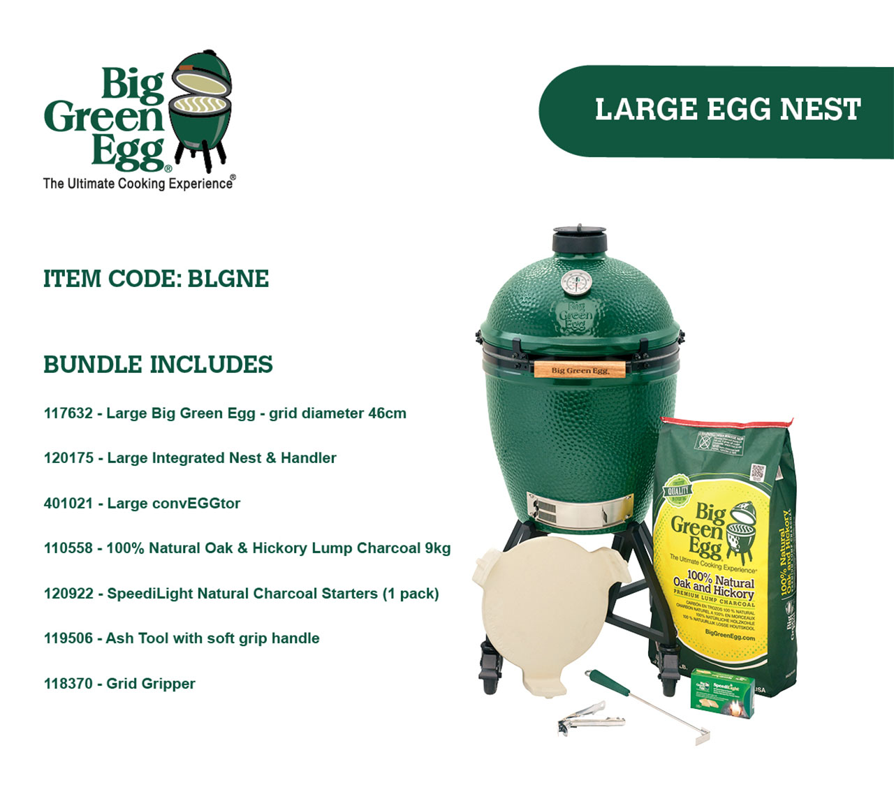 Big Green Egg Large BBQLarge Integrated Nest Bundle BBQs Plus