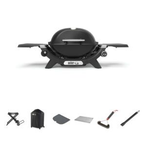 Baby Q1200N Midnight Black LP BBQ Bundle With Portable Cart [Call to Purchase > $790]