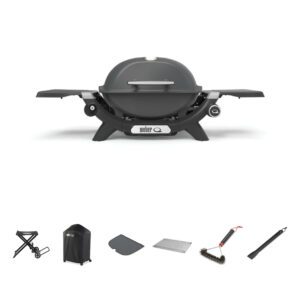 Weber Baby Q1200N Charcoal Grey LPG BBQ Bundle With Portable Cart [Store Pickup Only]