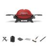 Weber Baby Q1200N Flame Red LPG BBQ Bundle With Portable Cart [Store Pickup Only]