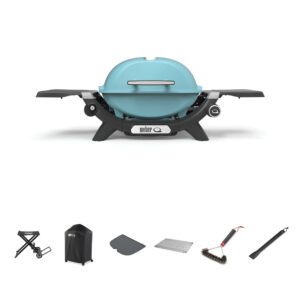 Baby Q1200N Sky Blue LP BBQ Bundle With Portable Cart [Call to Purchase > $790]