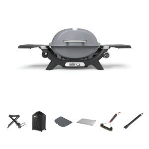 Baby Q1200N Smoke Grey LP BBQ Bundle With Portable Cart [Call to Purchase > $790]