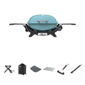 Weber Q2200N Sky Blue LP BBQ Bundle With Portable Cart [Call to Purchase > $900]