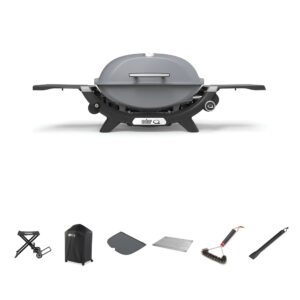 Weber Q2200N Smoke Grey LPG BBQ Bundle With Portable Cart [Store Pickup Only]
