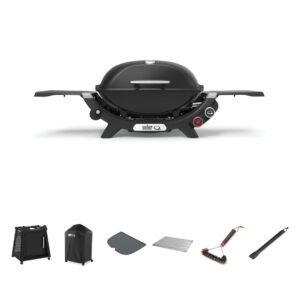 Weber Q2800N Midnight Black LP BBQ Bundle With Premium Cart [Call to Purchase > $1060]