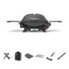 Weber Q2800N Charcoal Grey LPG BBQ Bundle With Portable Cart [Store Pickup Only]