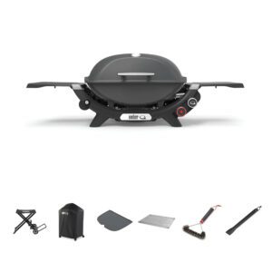 Weber Q2800N Charcoal Grey LP BBQ Bundle With Portable Cart [Call to Purchase > $1000]