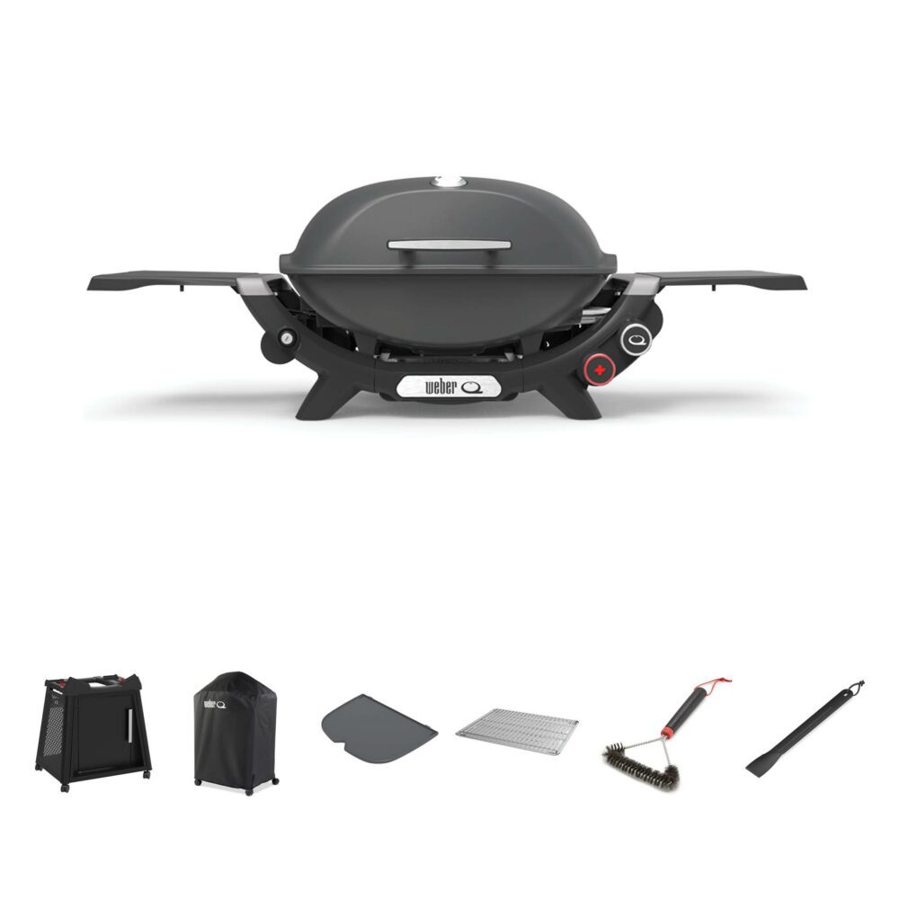 Weber Q2800N Charcoal Grey LPG BBQ Bundle With Premium Cart [Store Pickup Only]