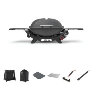 Weber Q2800N Charcoal Grey LP BBQ Bundle With Premium Cart [Call to Purchase > $1060]