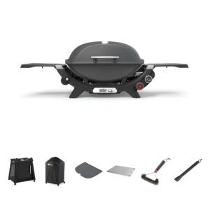 Weber Q2800N Charcoal Grey LPG BBQ Bundle With Premium Cart [Store Pickup Only]