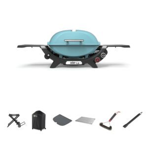 Weber Q2800N Sky Blue LP BBQ Bundle With Portable Cart [Call to Purchase > $1000]