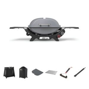 Weber Q2800N Smoke Grey LP BBQ Bundle With Premium Cart [Call to Purchase > $1060]