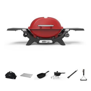 Weber Baby Q1200N Flame Red LPG BBQ Camping Bundle [Store Pickup Only]