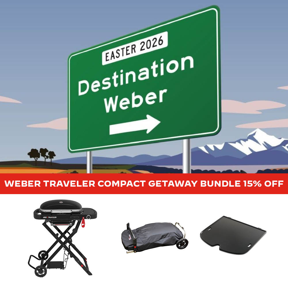 Weber Traveler Compact Portable Gas BBQ Getaway Bundle [Limited Time Only]