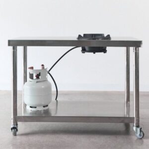 Auscrown Stainless Steel Wok Burner and Bench Bundle